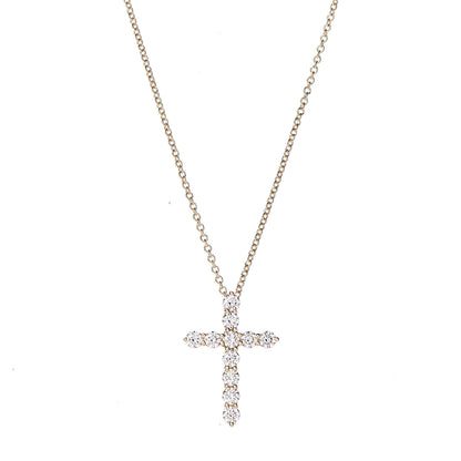 Tiffany 18K Yellow Gold Diamond Small Cross Pendant Necklace 4 of 6