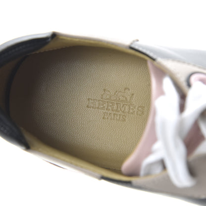 Hermes Calfskin Rebus Sneakers 36 Rose Aube Black White 7 of 8