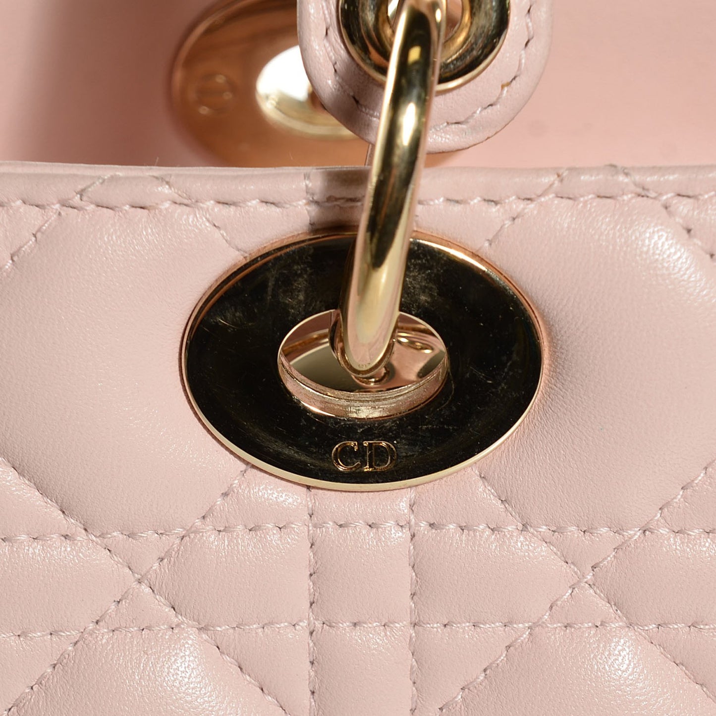Lambskin Cannage Medium Lady Dior Rose Poudre