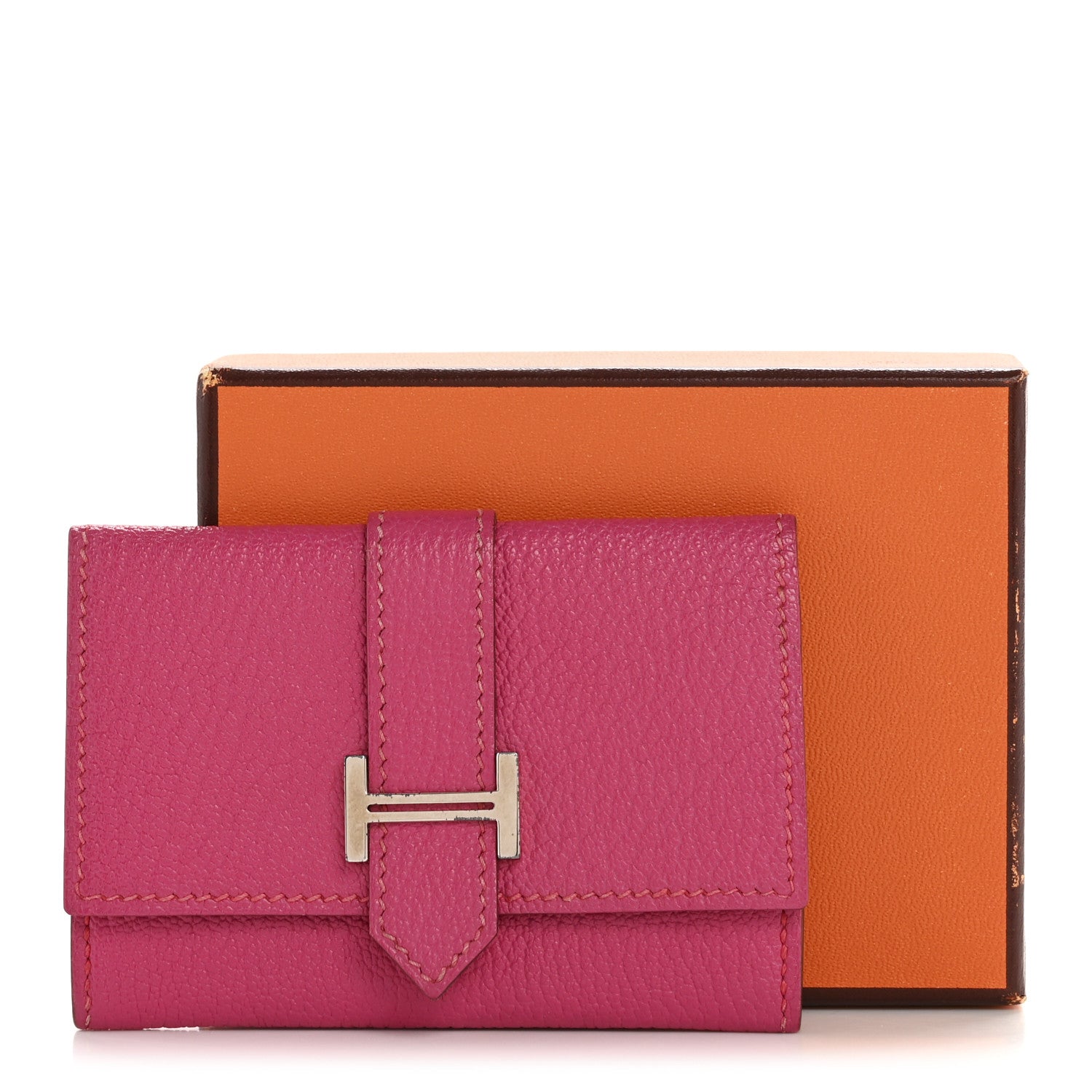 Hermes Chevre Mysore Bearn Card Case Wallet Rose Shocking 10 of 10