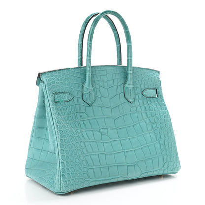 Hermes Matte Alligator Birkin 30 Bleu Atoll 3 of 11
