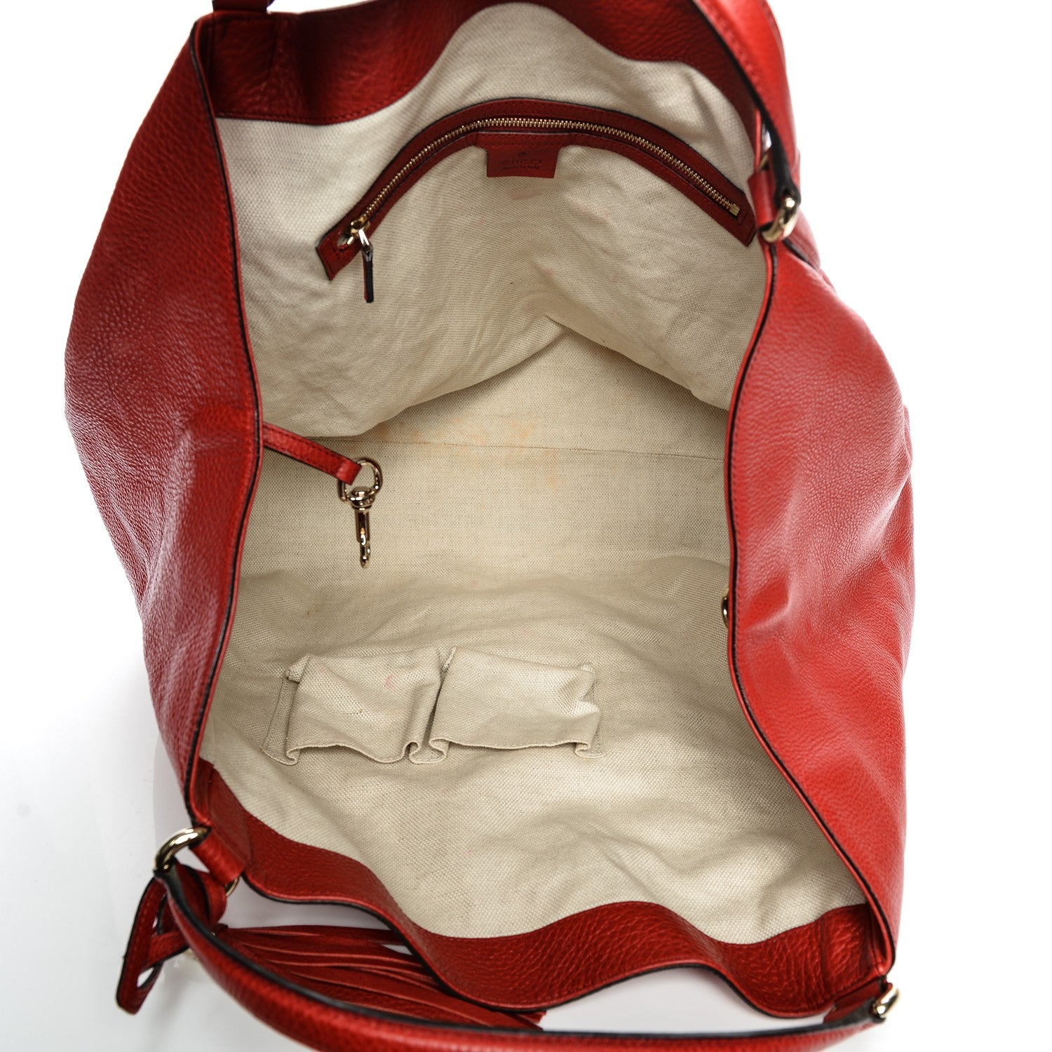 Gucci Pebbled Calfskin Large Soho Shoulder Bag Red 5 of 9