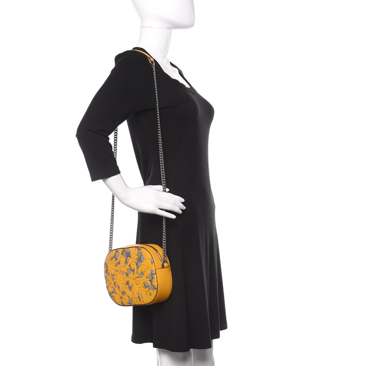Gucci GG Supreme Monogram Arabesque Mini Chain Shoulder Bag Beige Yellow 2 of 11
