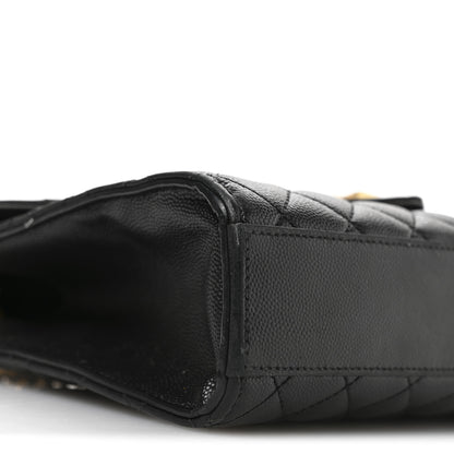 Saint Laurent Grain De Poudre Textured Mixed Matelasse Triquilt Medium Monogram Satchel Black 9 of 10