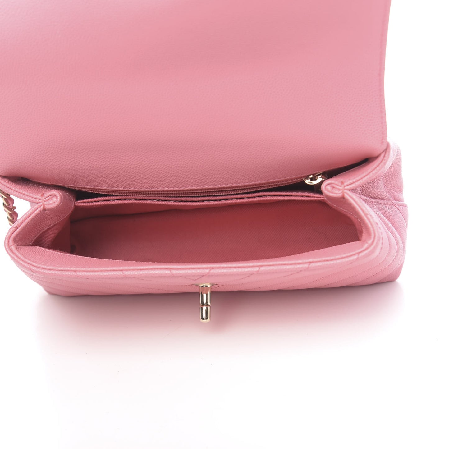 Caviar Chevron Quilted Mini Coco Handle Flap Pink