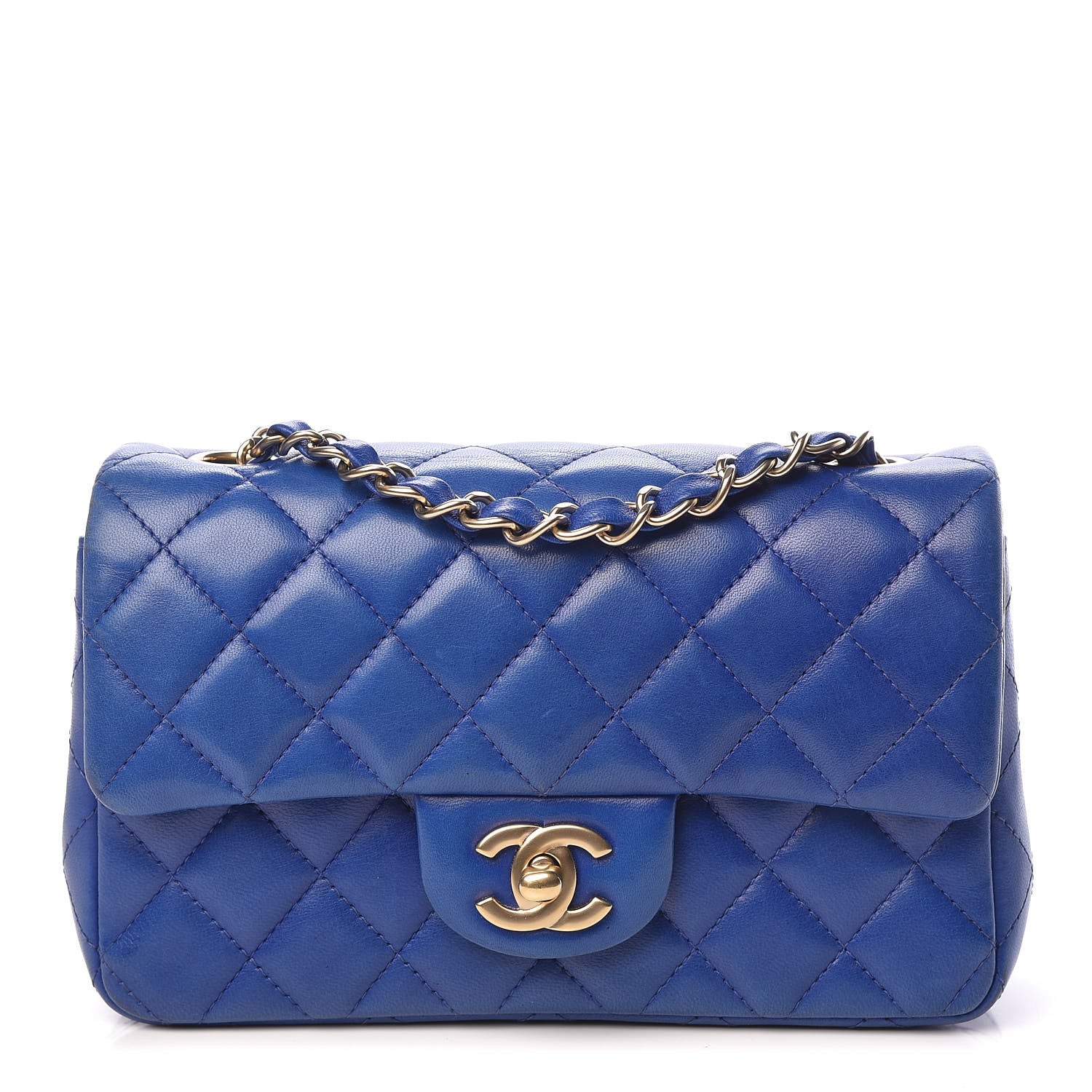Chanel Lambskin Quilted Mini Rectangular Flap Blue 1 of 11