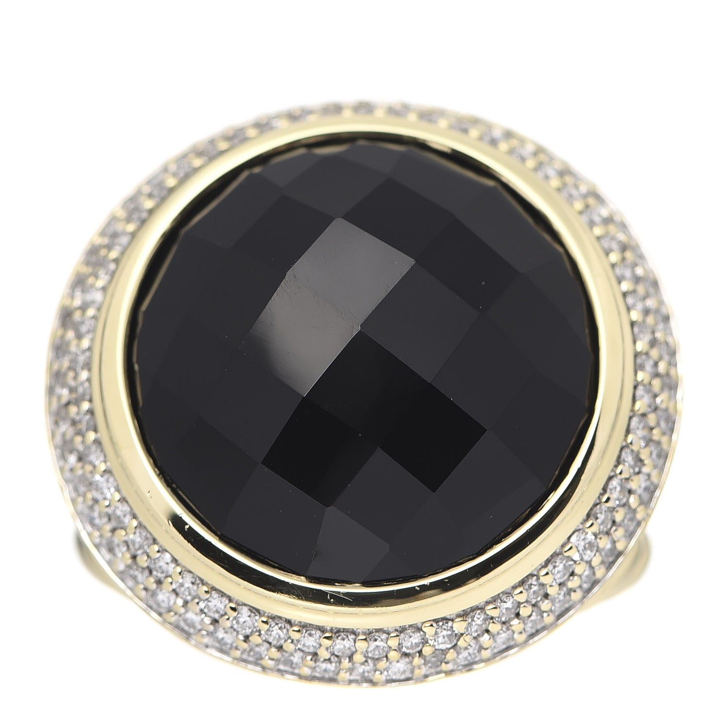 David Yurman 18K Yellow Gold Diamond Black Onyx 18mm Cerise Ring 52 6 1 of 5