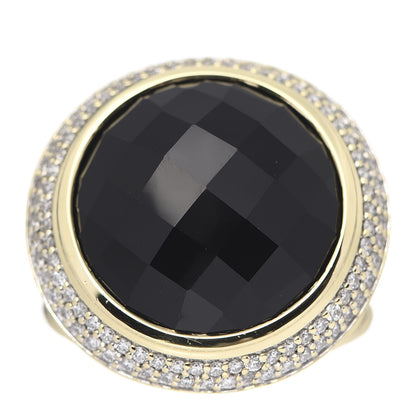 David Yurman 18K Yellow Gold Diamond Black Onyx 18mm Cerise Ring 52 6 1 of 5