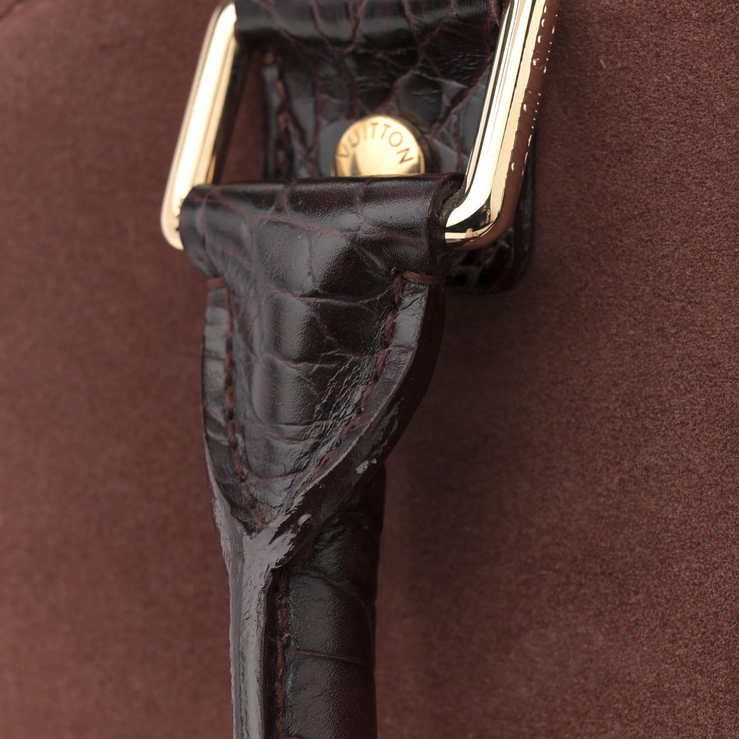 Suede Stamped Alligator Embossed Havane Bowler PM  Brun