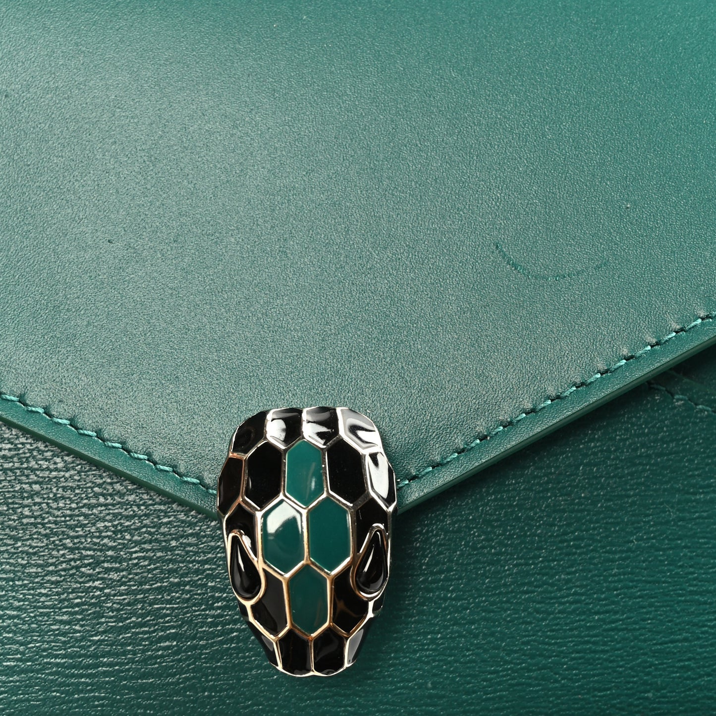 Calfskin Serpenti Forever Wristlet Wallet Emerald Green