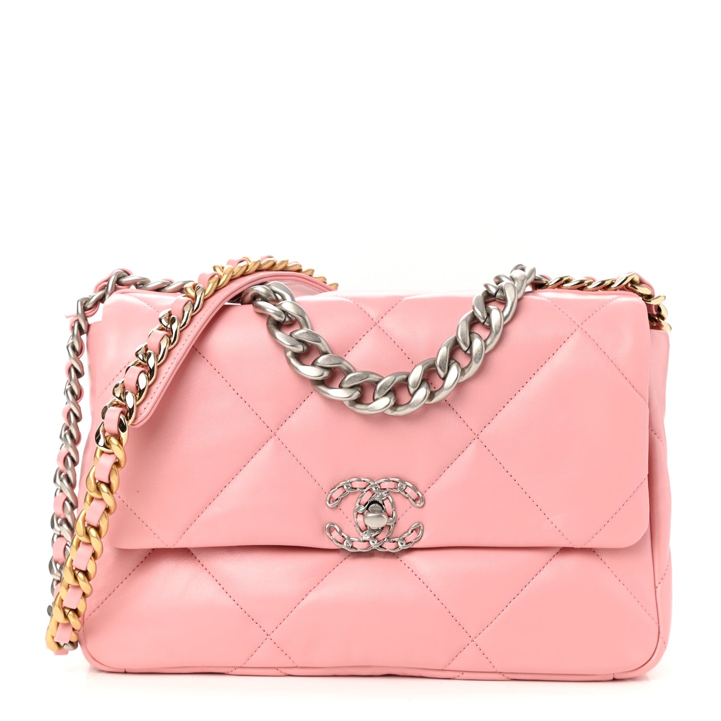 Lambskin Quilted Large Chanel 19 Flap Light Pink