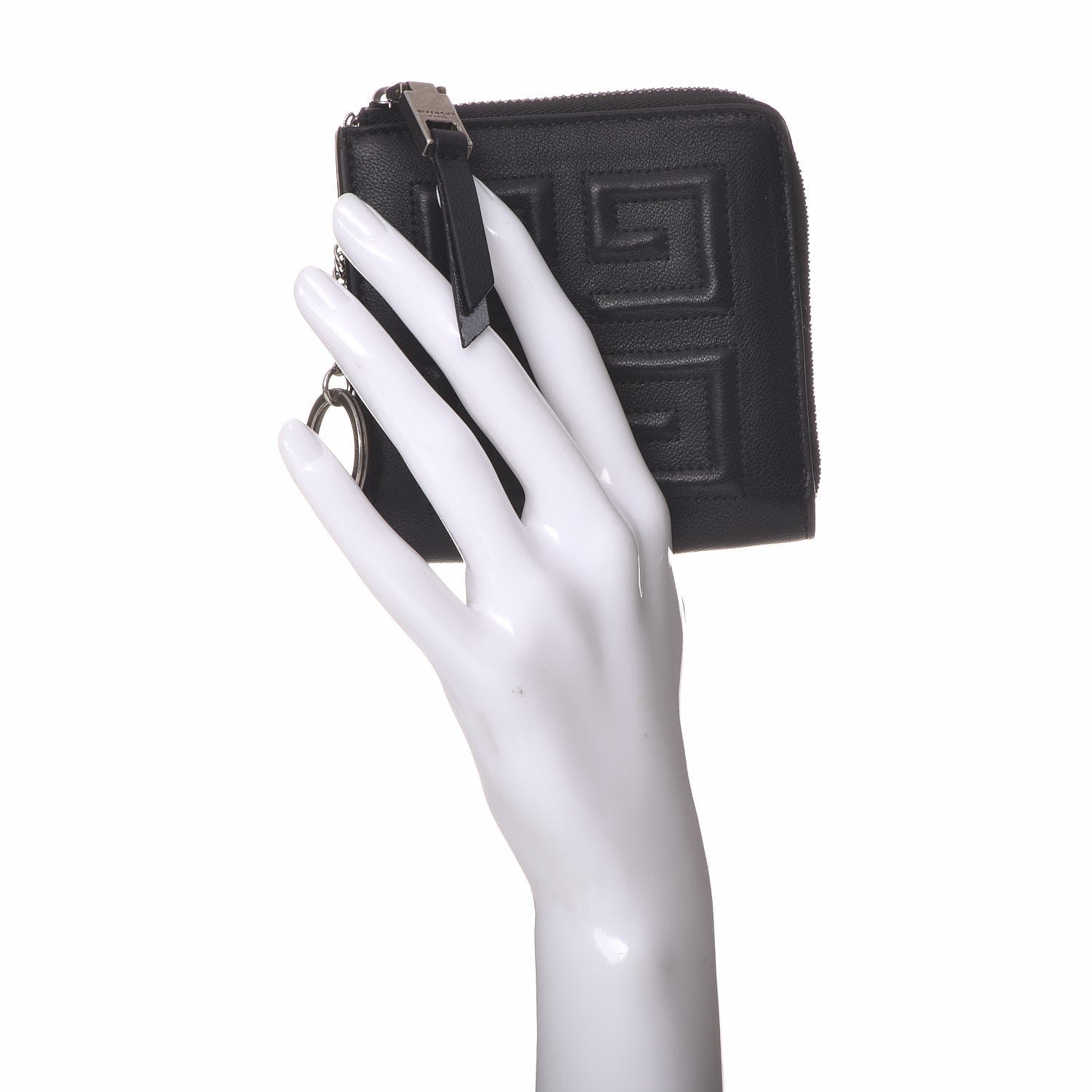 Givenchy Lambskin Logo Zip Around Compact Wallet Black 2 of 7