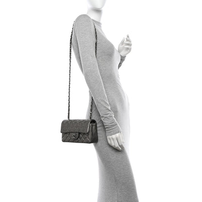 Chanel Metallic Lambskin Quilted Mini Rectangular Flap Dark Grey 2 of 12