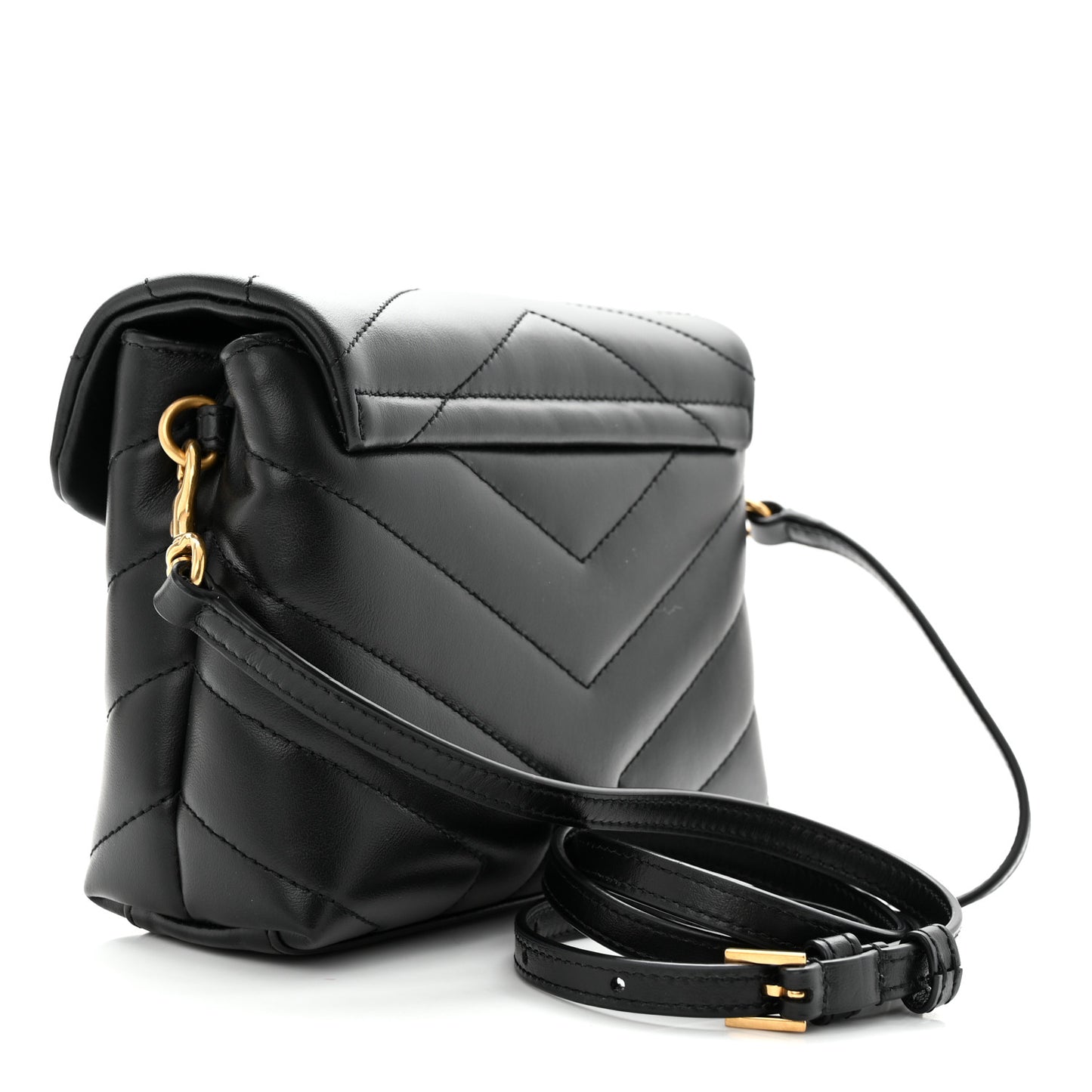 Calfskin Y Quilted Monogram Toy Loulou Crossbody Bag Black