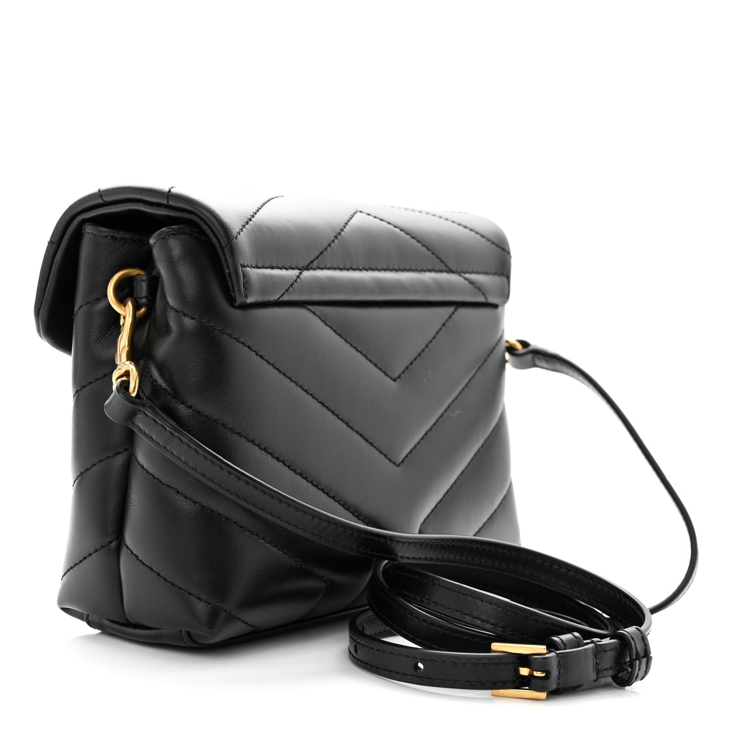 Saint Laurent Calfskin Y Quilted Monogram Toy Loulou Crossbody Bag Black 3 of 11