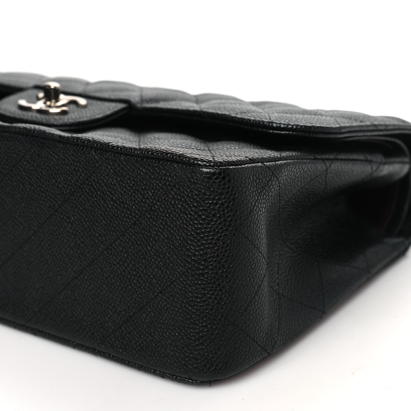 Caviar Quilted Jumbo Double Flap Black