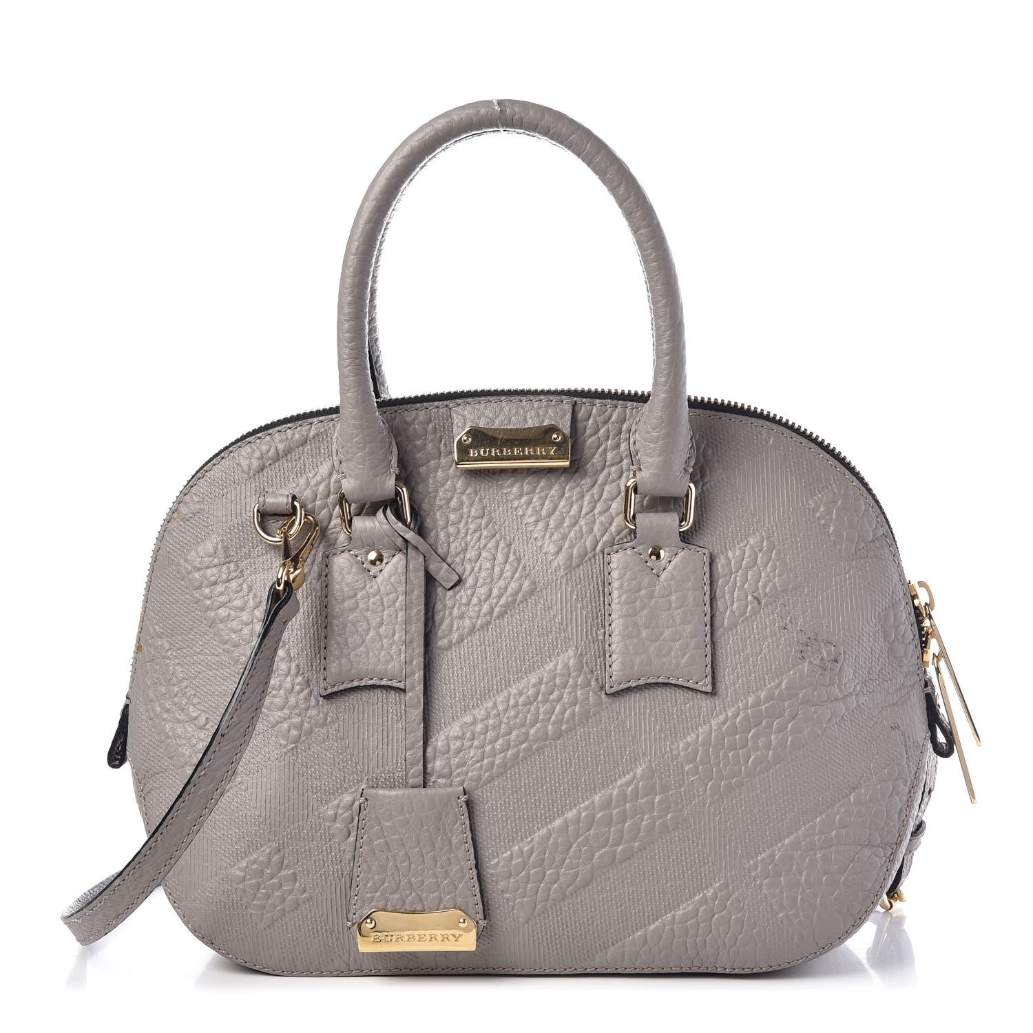 Burberry Heritage Grain Check Embossed Small Orchard Bowling Bag Pale Grey 1 of 17