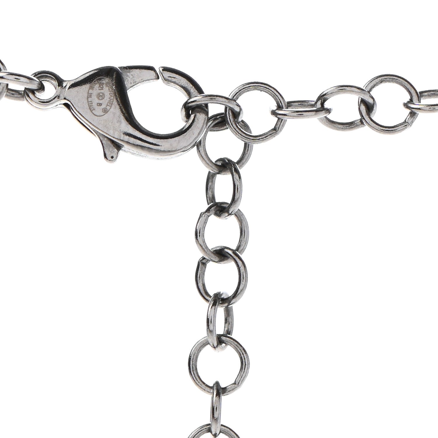 Chanel Crystal CC Pendant Necklace Silver 4 of 5
