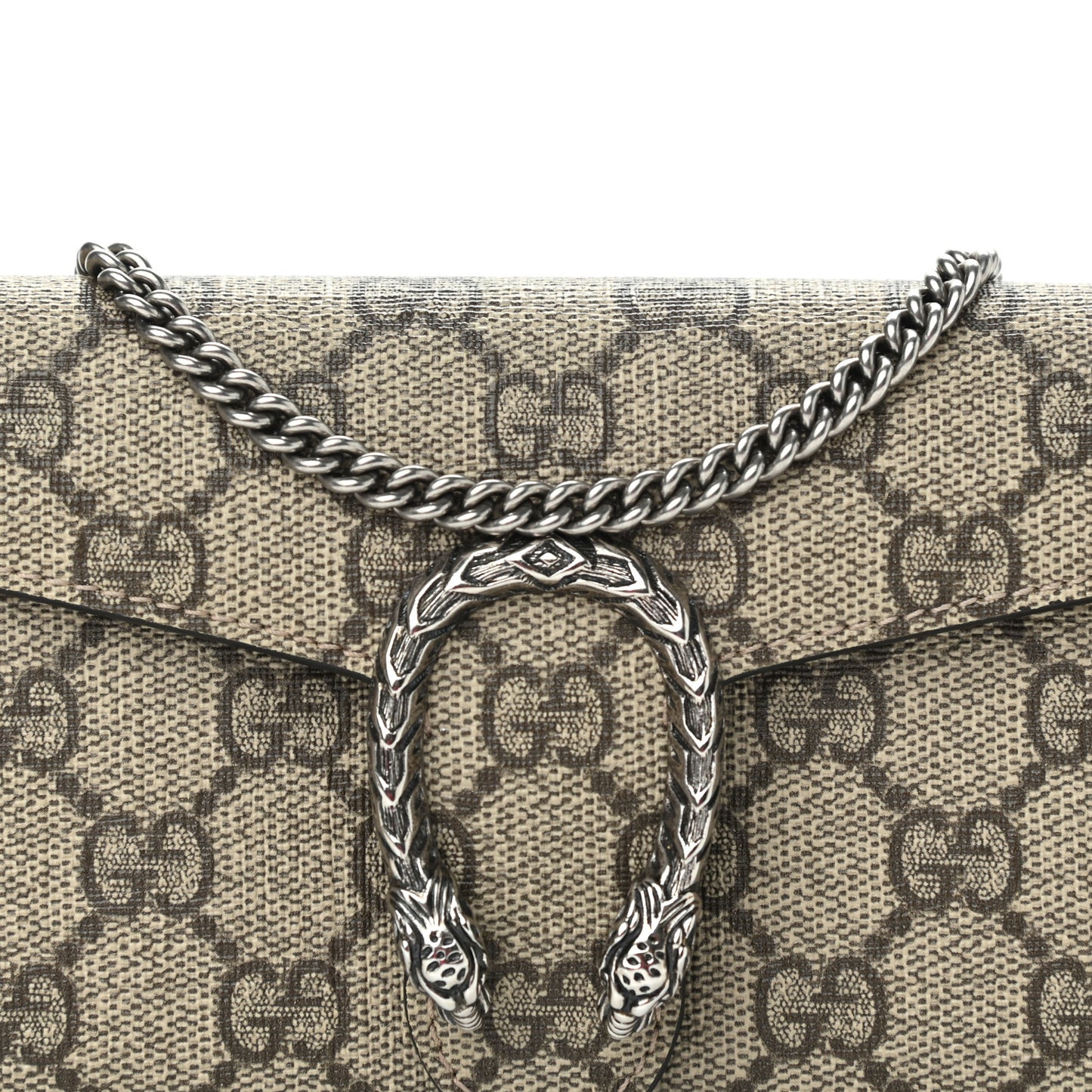 GG Supreme Monogram Dionysus Chain Clutch Wallet Beige Taupe