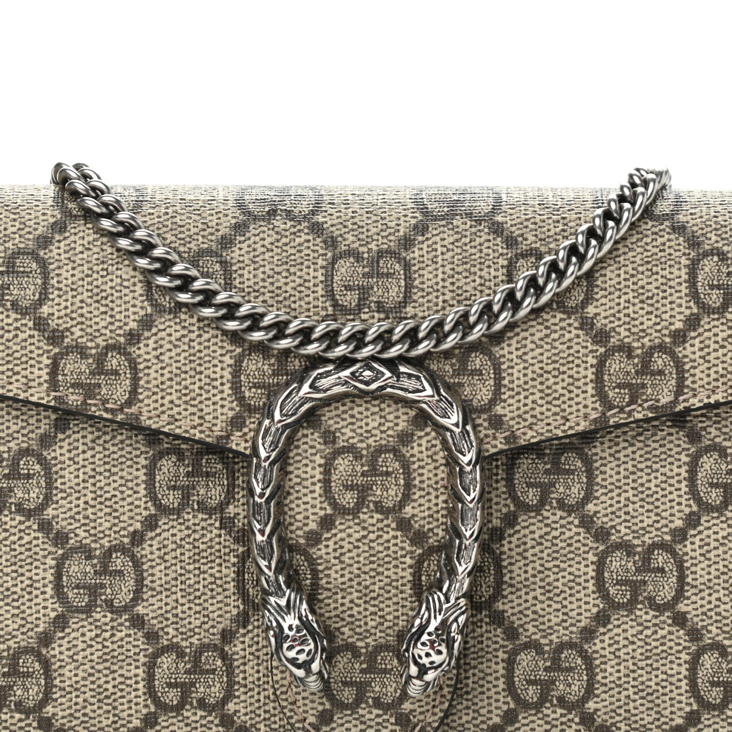 Gucci GG Supreme Monogram Dionysus Chain Clutch Wallet Beige Taupe 7 of 9