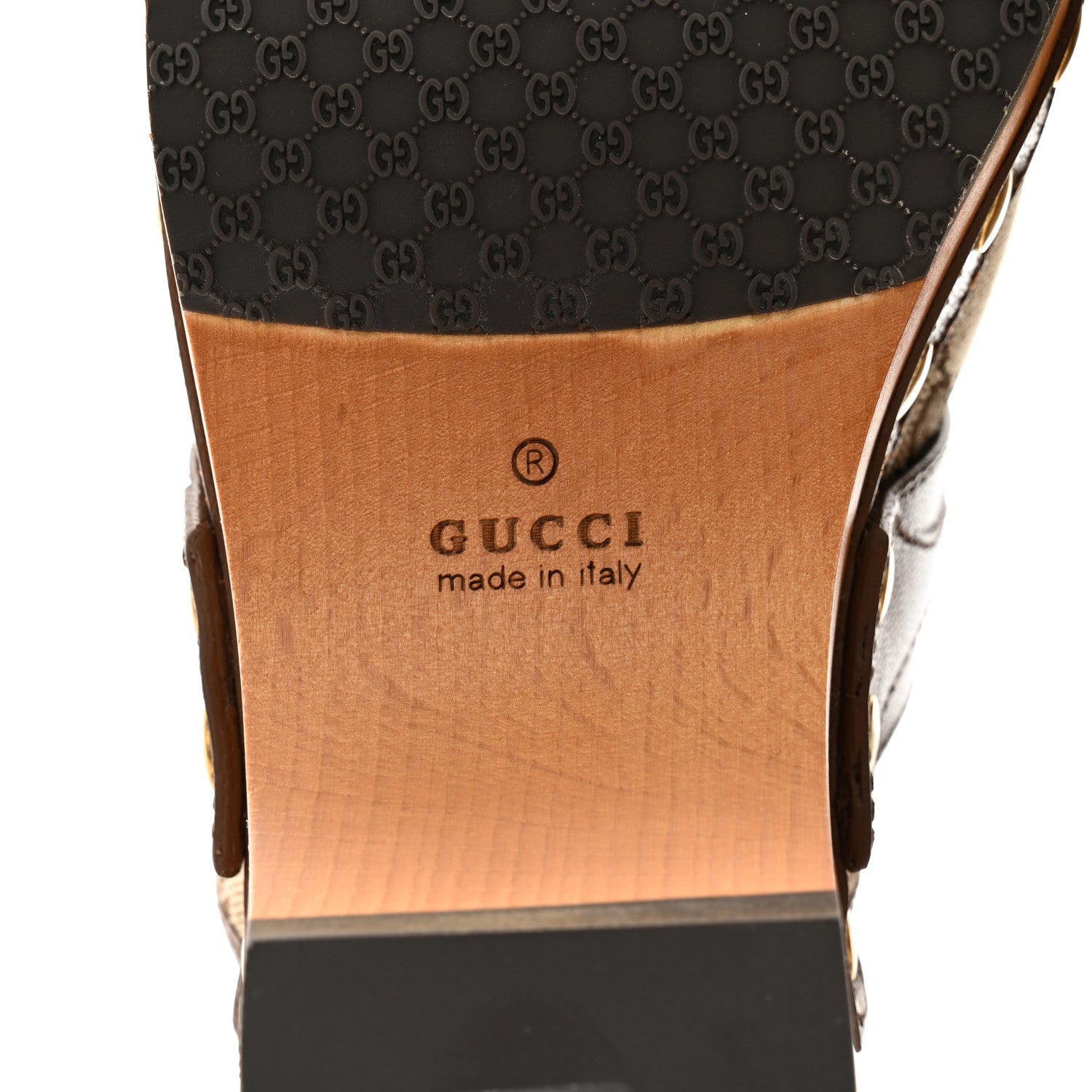 Gucci Monogram Goatskin Horsebit Clog Mules 37 Beige Ebony Brown Sugar 8 of 10