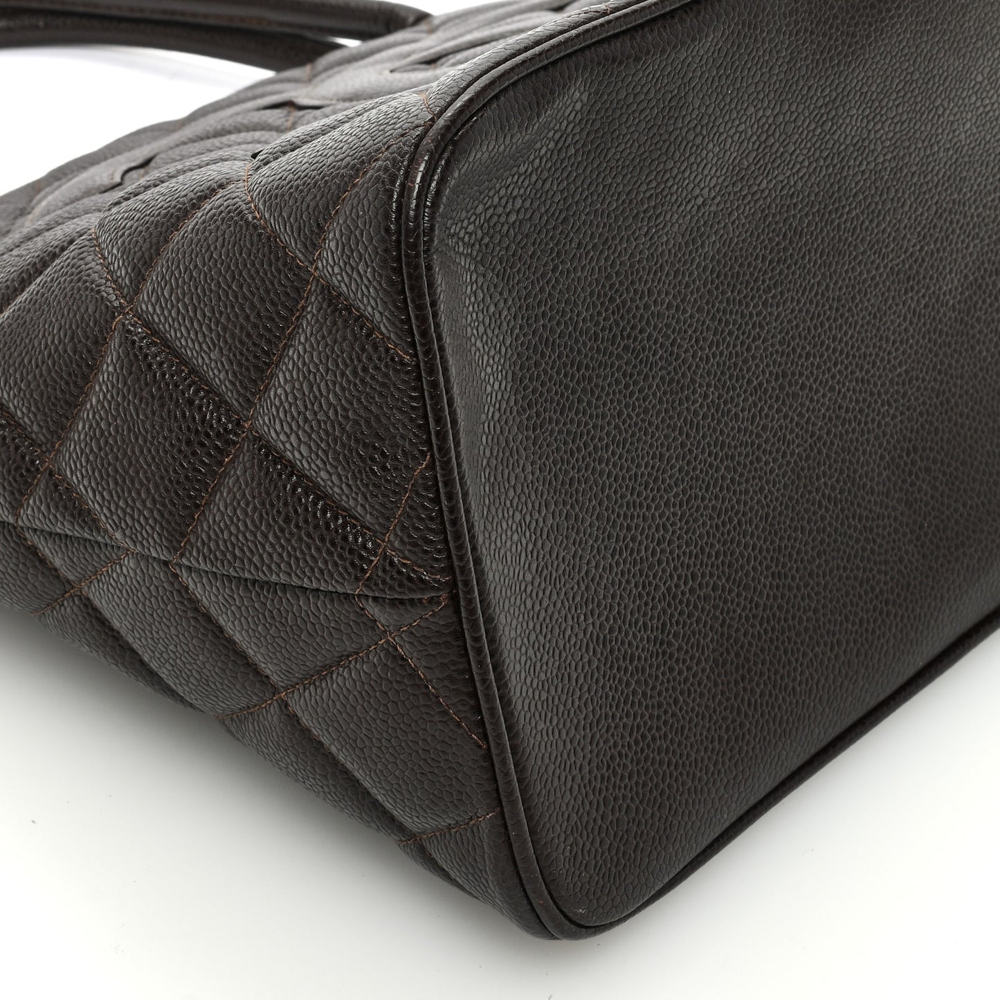 Caviar Quilted Medallion Tote Dark Brown