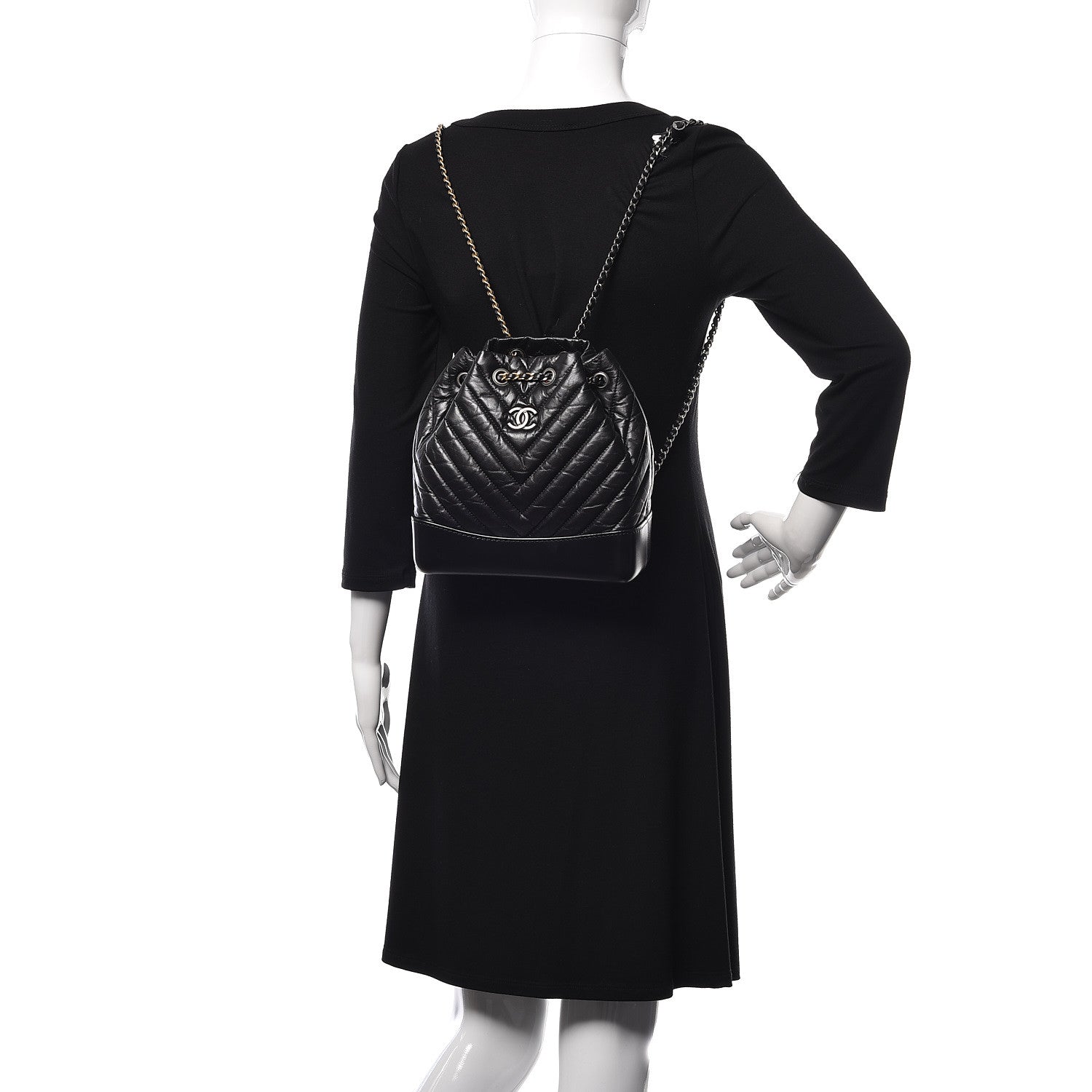Chanel Aged Calfskin Chevron Quilted Small Gabrielle Backpack Black 2 of 9