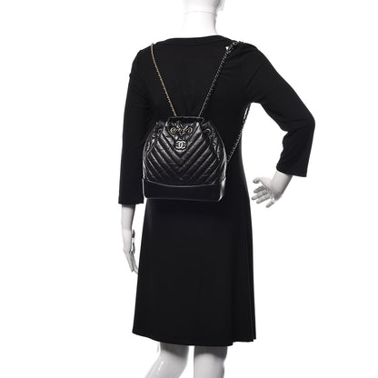 Chanel Aged Calfskin Chevron Quilted Small Gabrielle Backpack Black 2 of 9