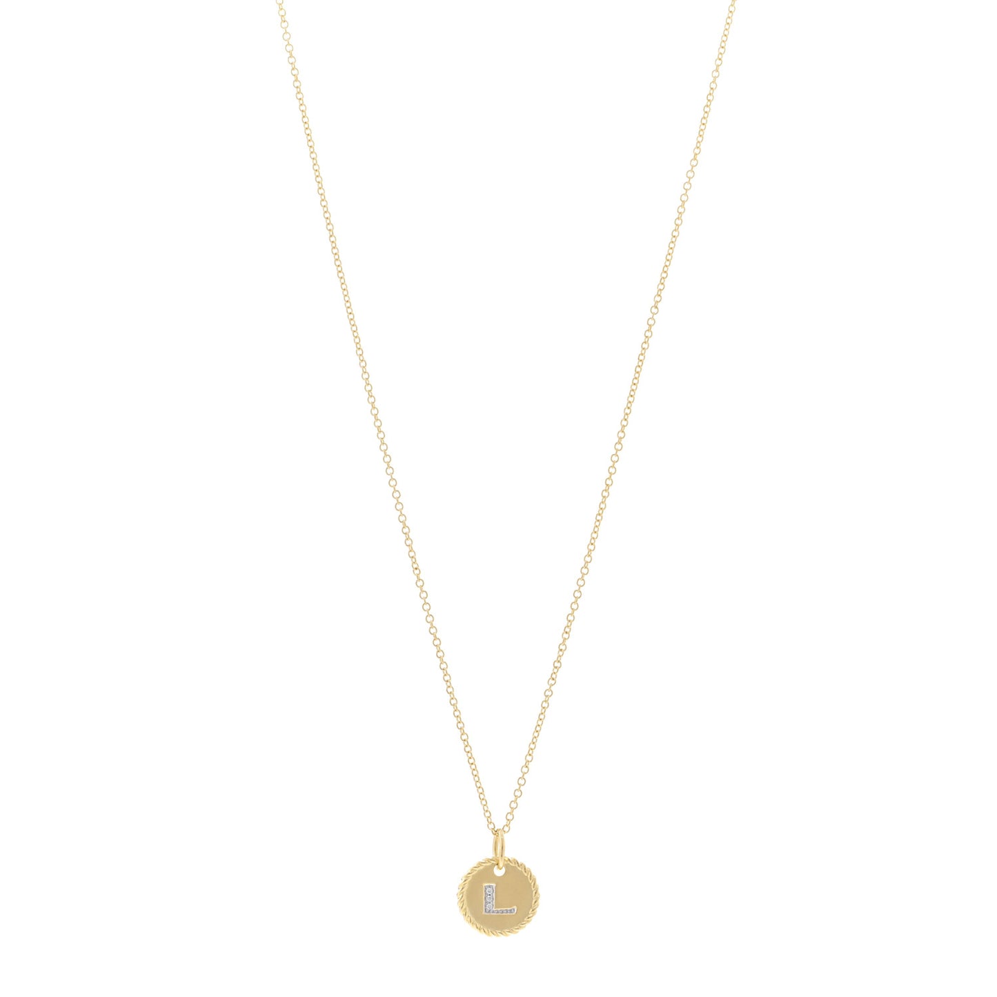 18K Yellow Gold Diamond Initial L Charm Pendant Necklace