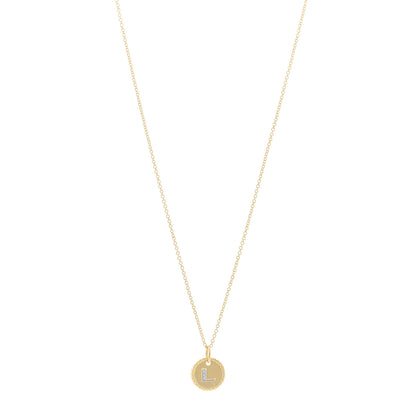 David Yurman 18K Yellow Gold Diamond Initial L Charm Pendant Necklace 1 of 5
