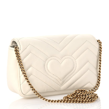 Gucci Calfskin Matelasse Super Mini GG Marmont Shoulder Bag White 3 of 10