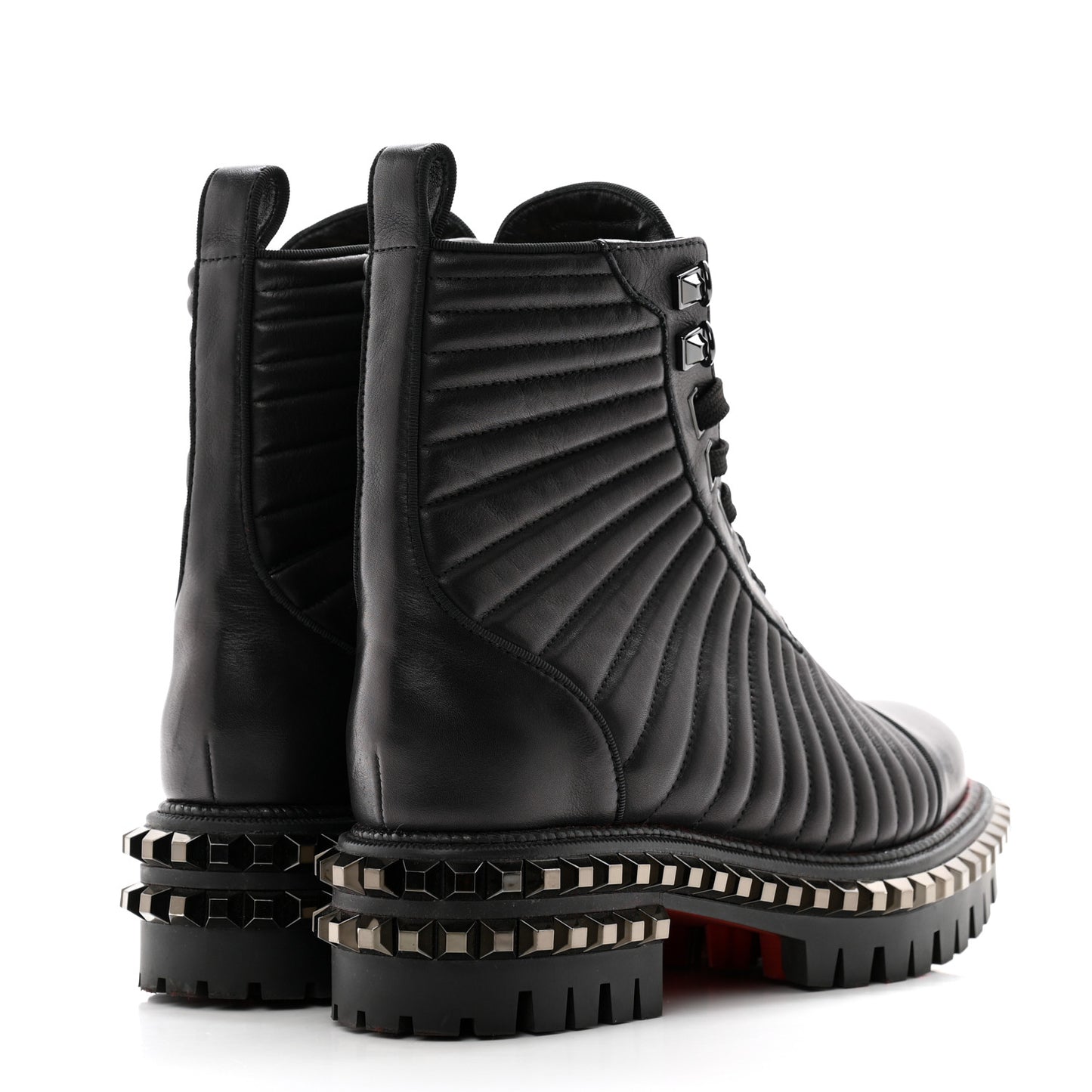 Calfskin Quilted Yetota Combat Boots 37 Black
