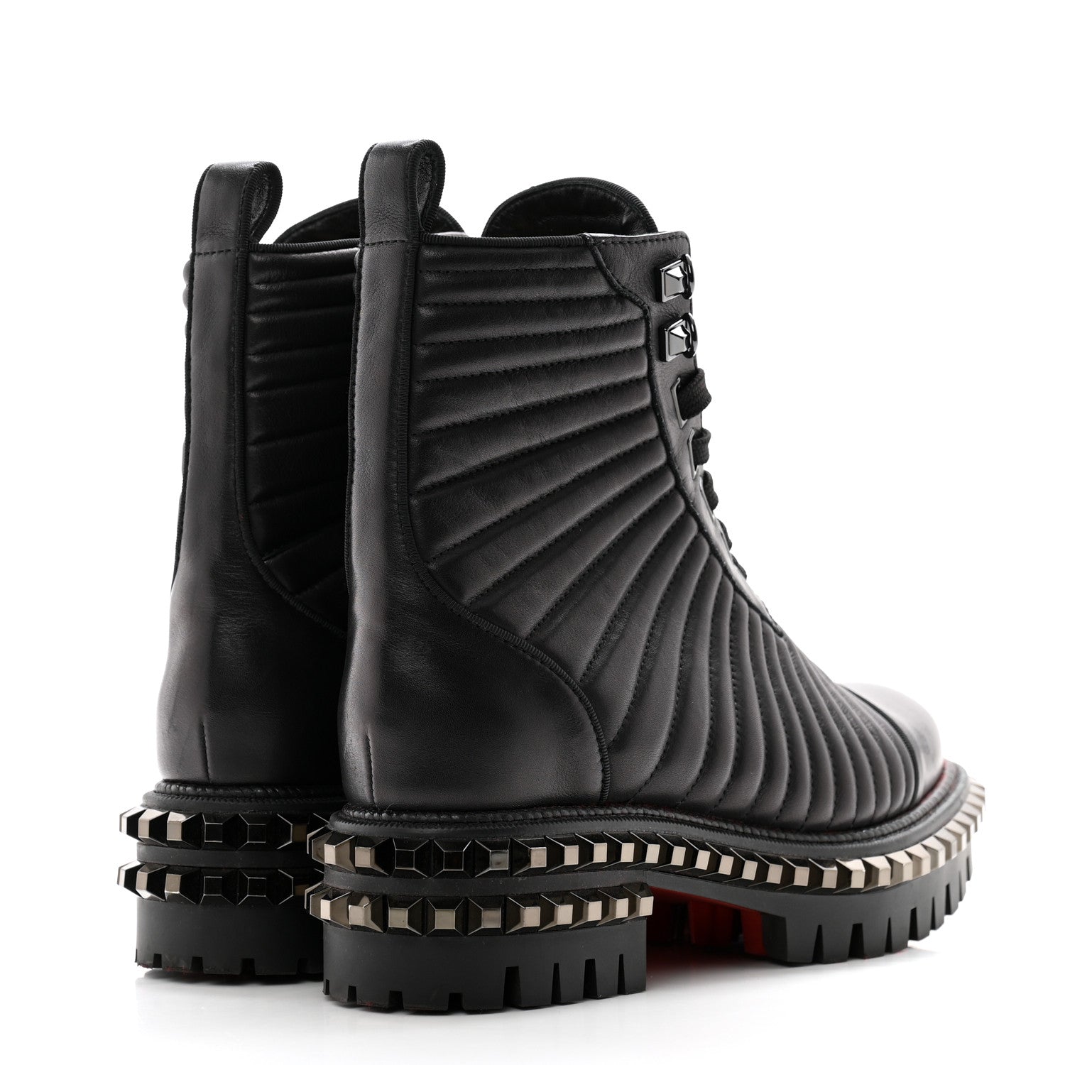 Christian Louboutin Calfskin Quilted Yetota Combat Boots 37 Black 4 of 9