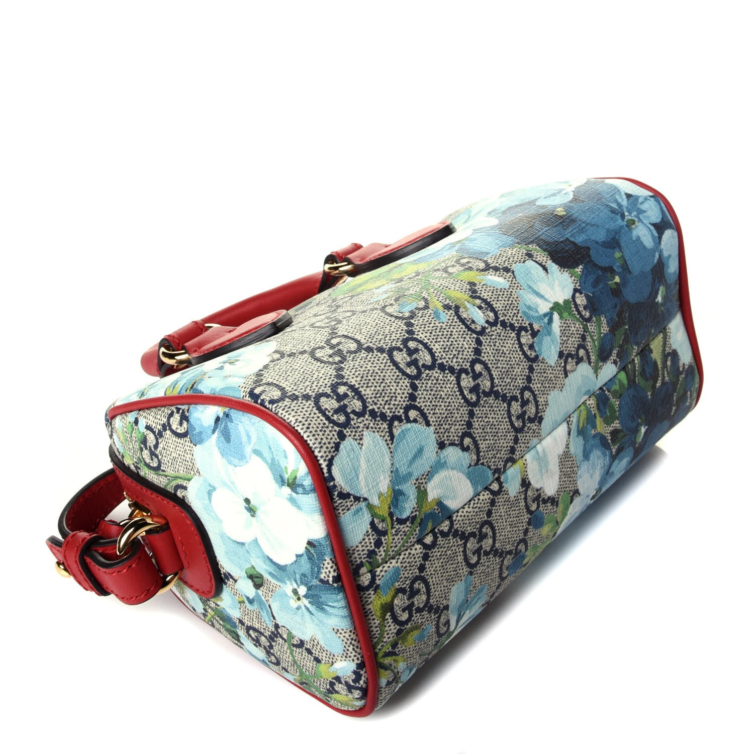 Gucci GG Supreme Monogram Blooms Mini Boston Navy Blue Hibiscus 5 of 10