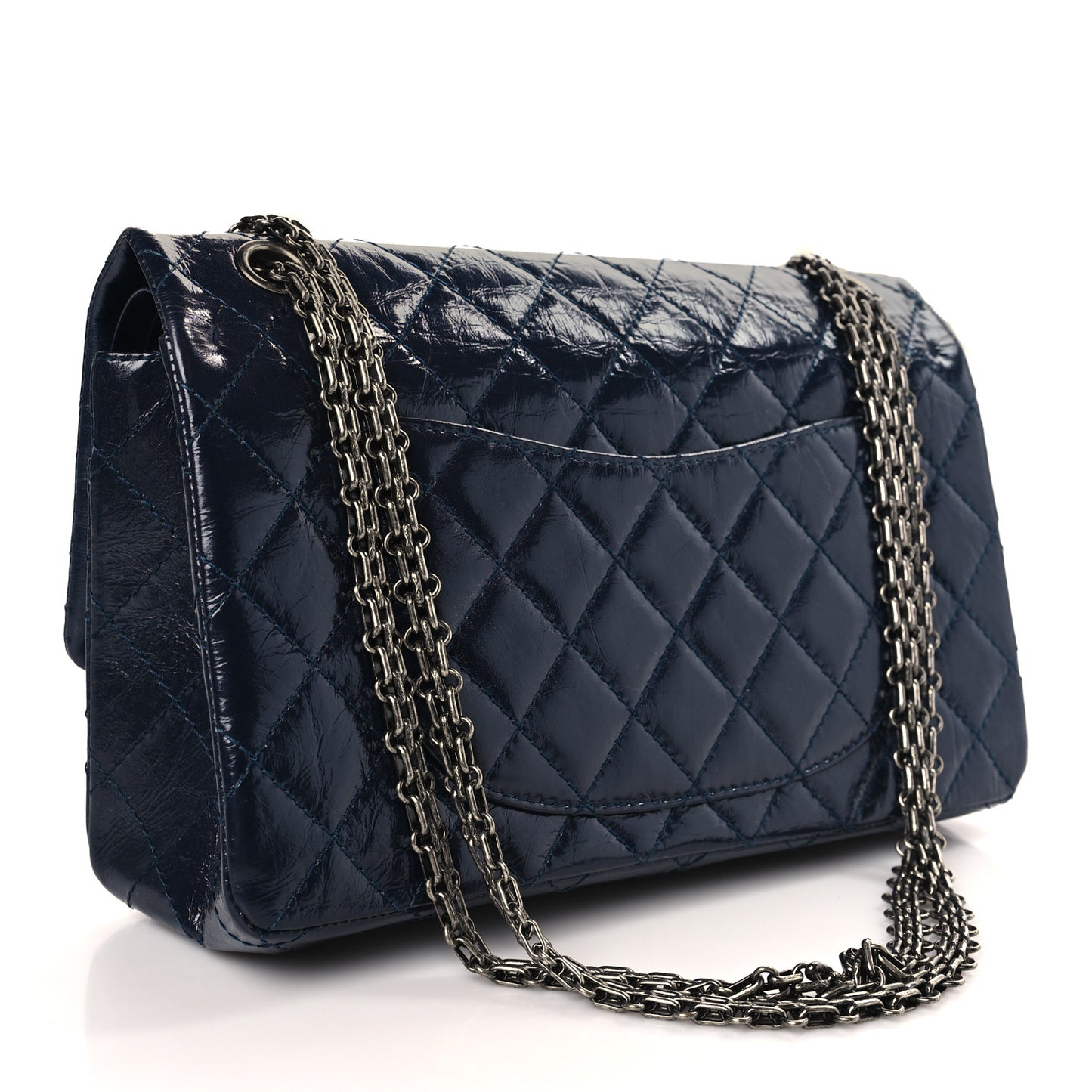 Aged Calfskin Quilted 2.55 Reissue 226 Flap Navy Blue
