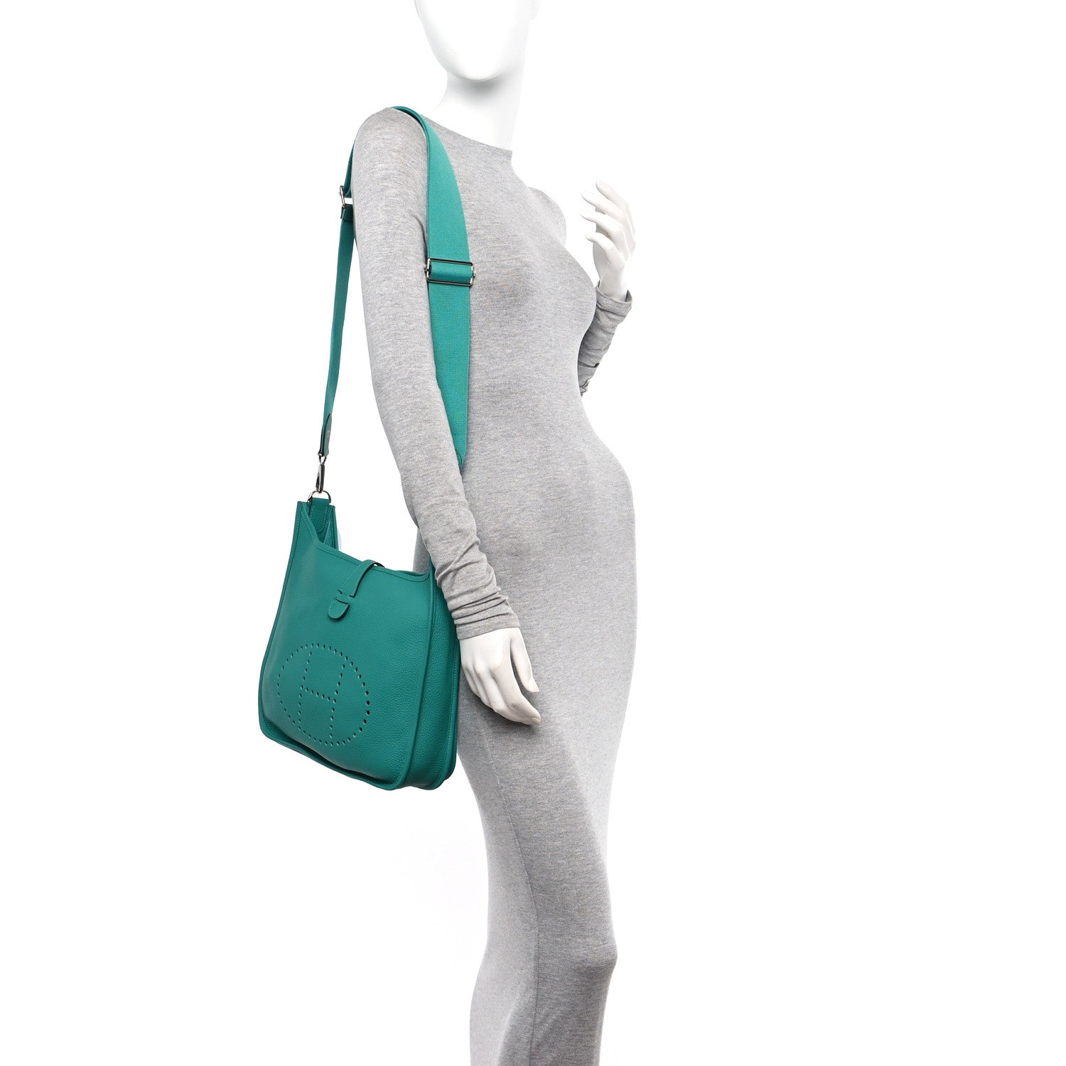 Hermes Taurillon Clemence Evelyne III PM Vert Jade 2 of 10