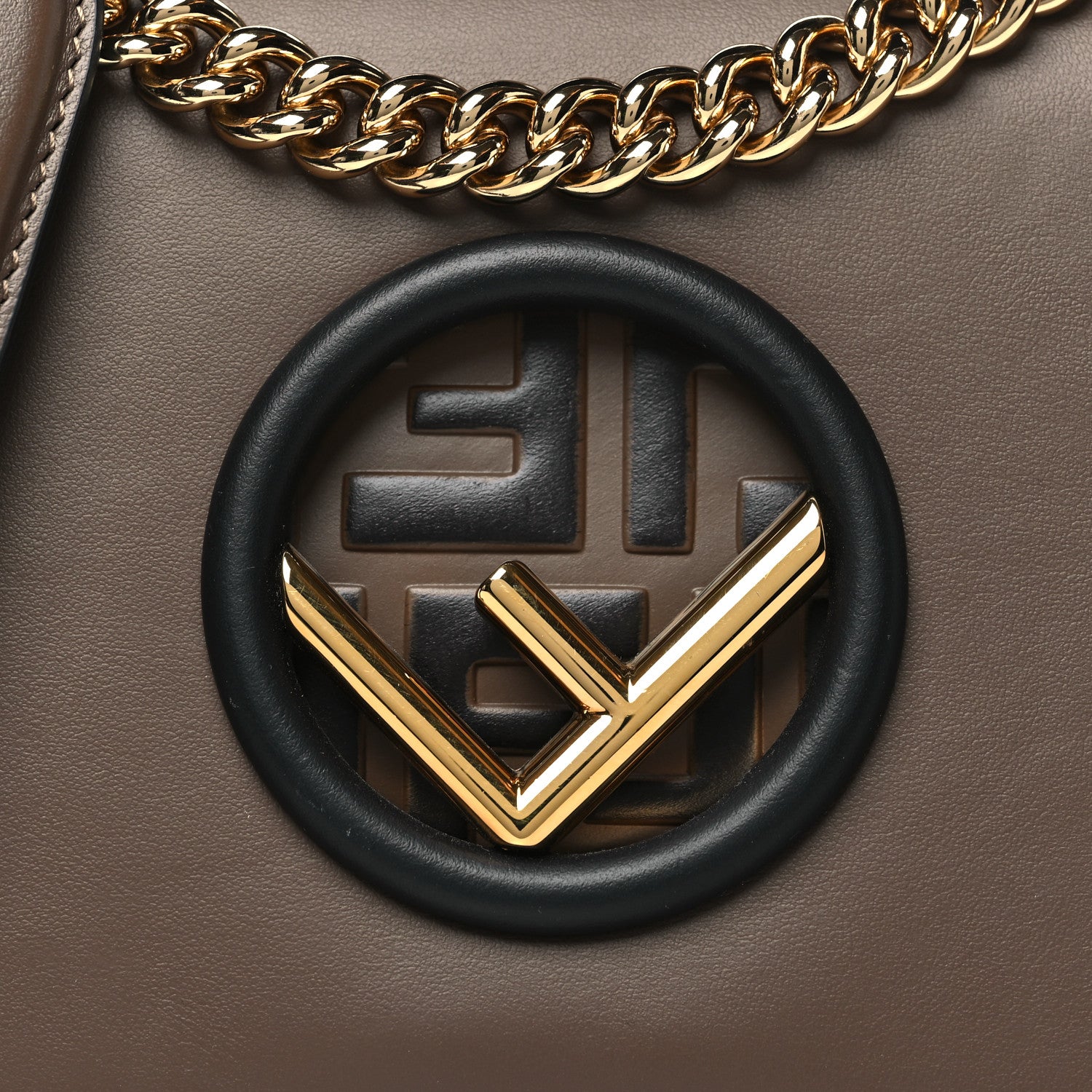 Fendi Vitello Century F is Fendi Bi-Color FF 1974 Embossed Small Kan I Shoulder Bag Maya Black 8 of 10