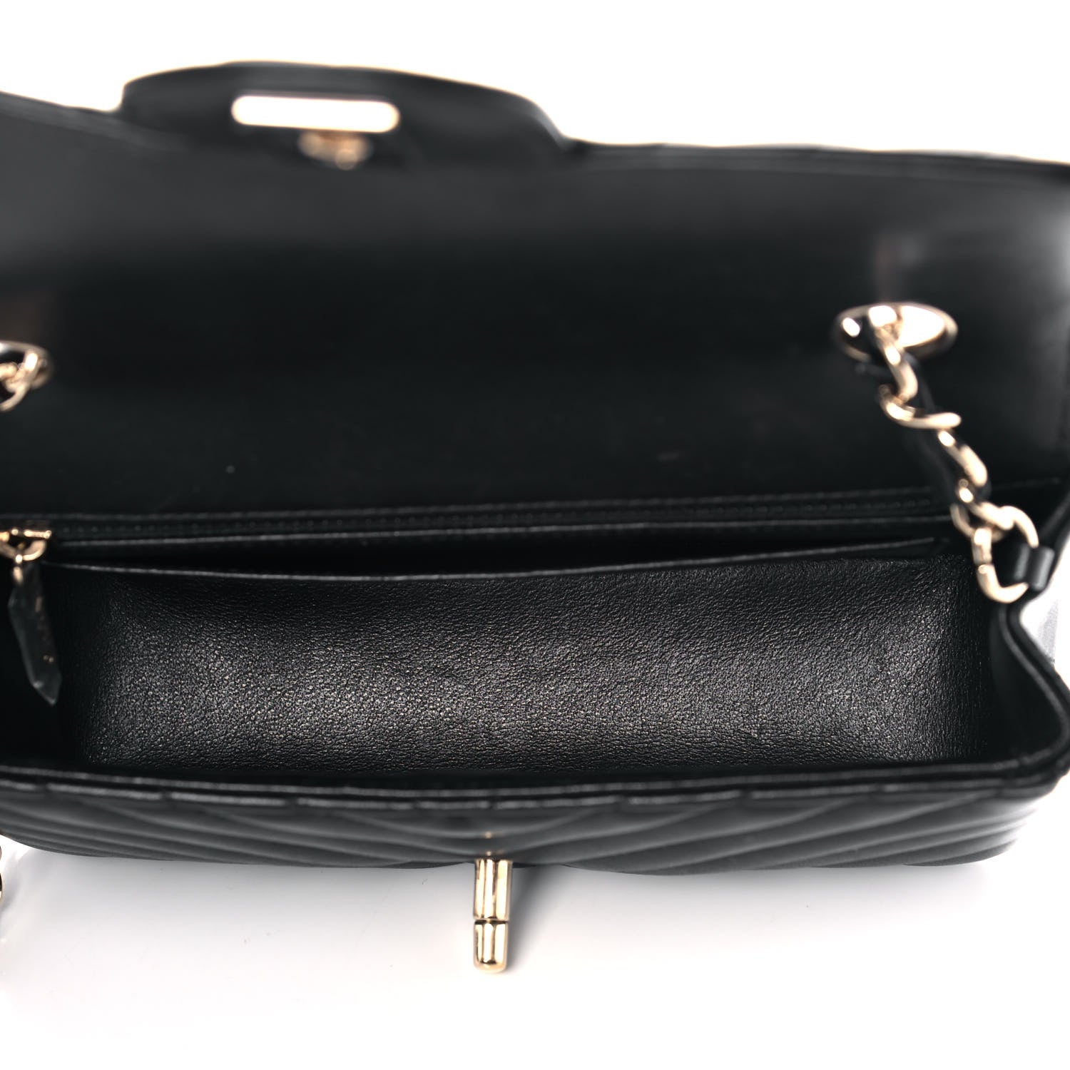 Chanel Lambskin Chevron Quilted Mini Rectangular Flap Black 5 of 12