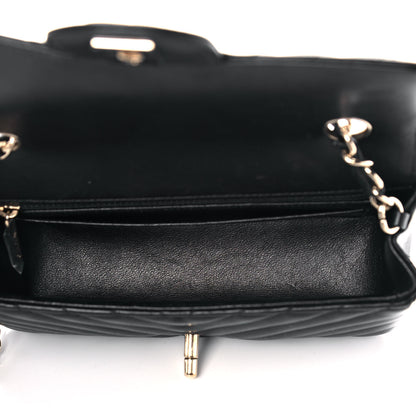 Chanel Lambskin Chevron Quilted Mini Rectangular Flap Black 5 of 12