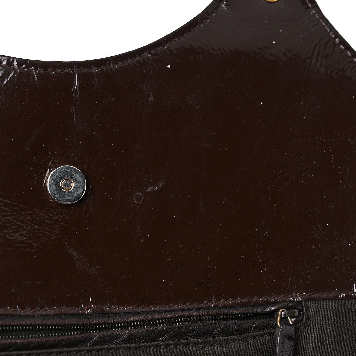 Patent Crocodile Embossed Tribute Tote Brown
