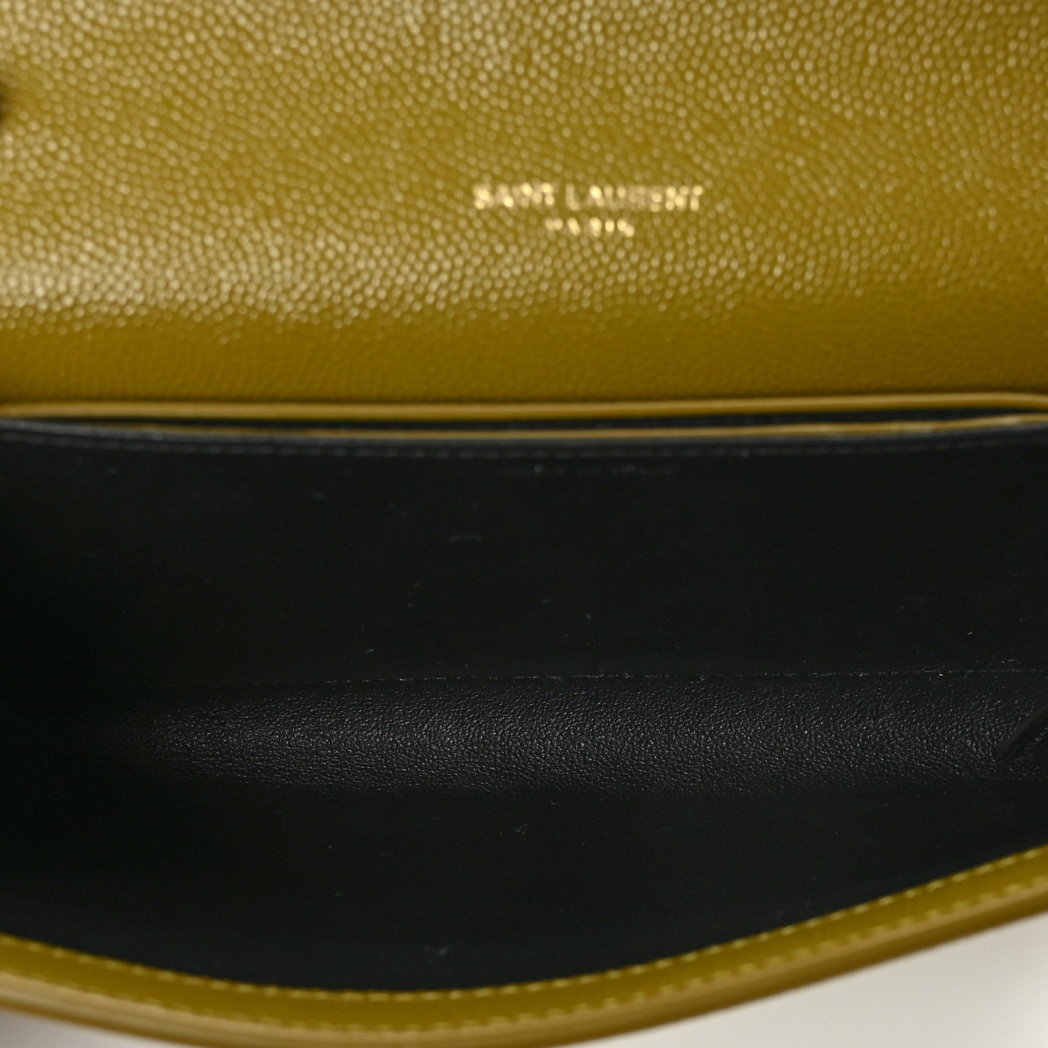 Saint Laurent Grain De Poudre Monogram Uptown Chain Wallet Olive 5 of 7