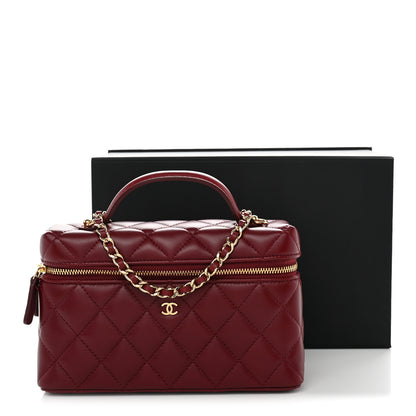 Chanel Lambskin Quilted Top Handle Slim Vanity With Chain Burgundy 12 of 12