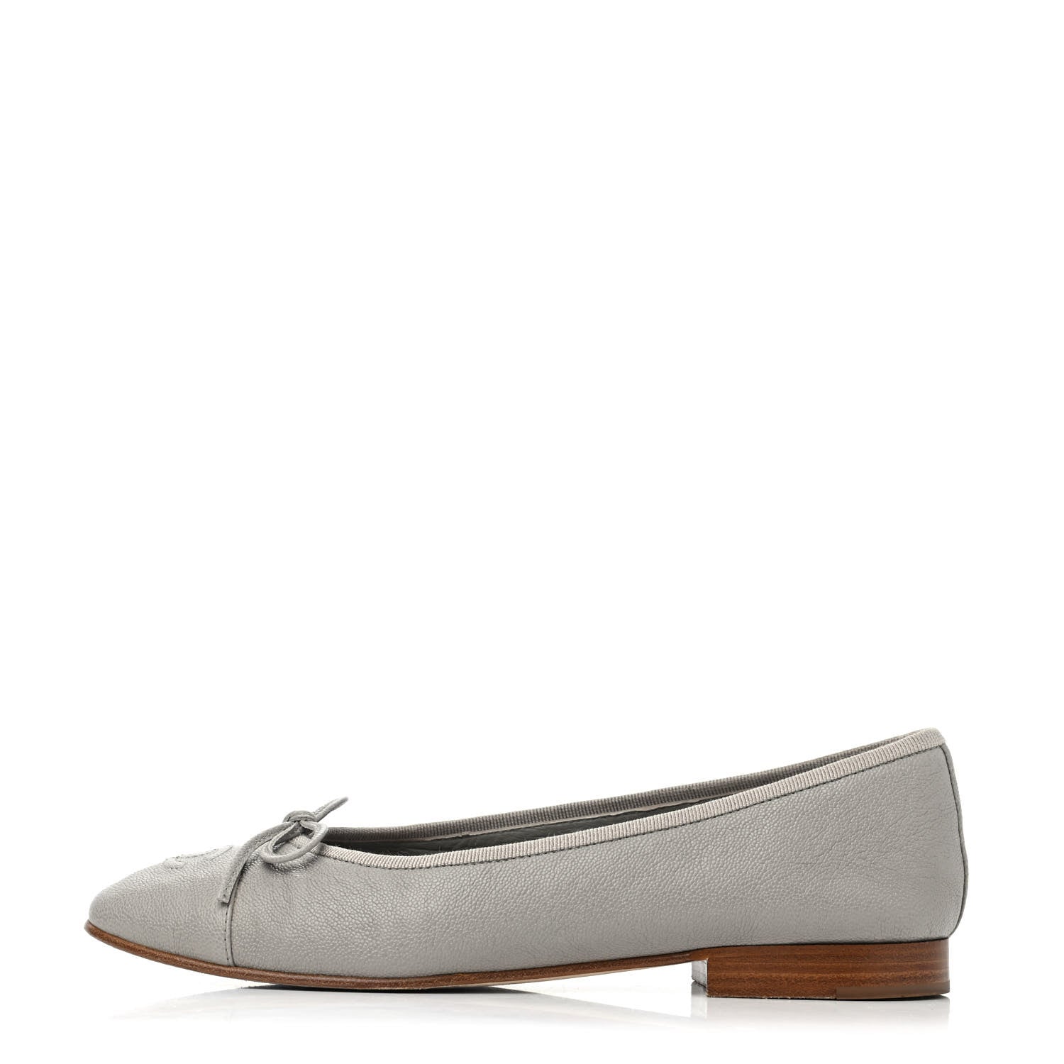 Chanel Caviar CC Cap Toe Ballerina Flats 38 Grey 1 of 4
