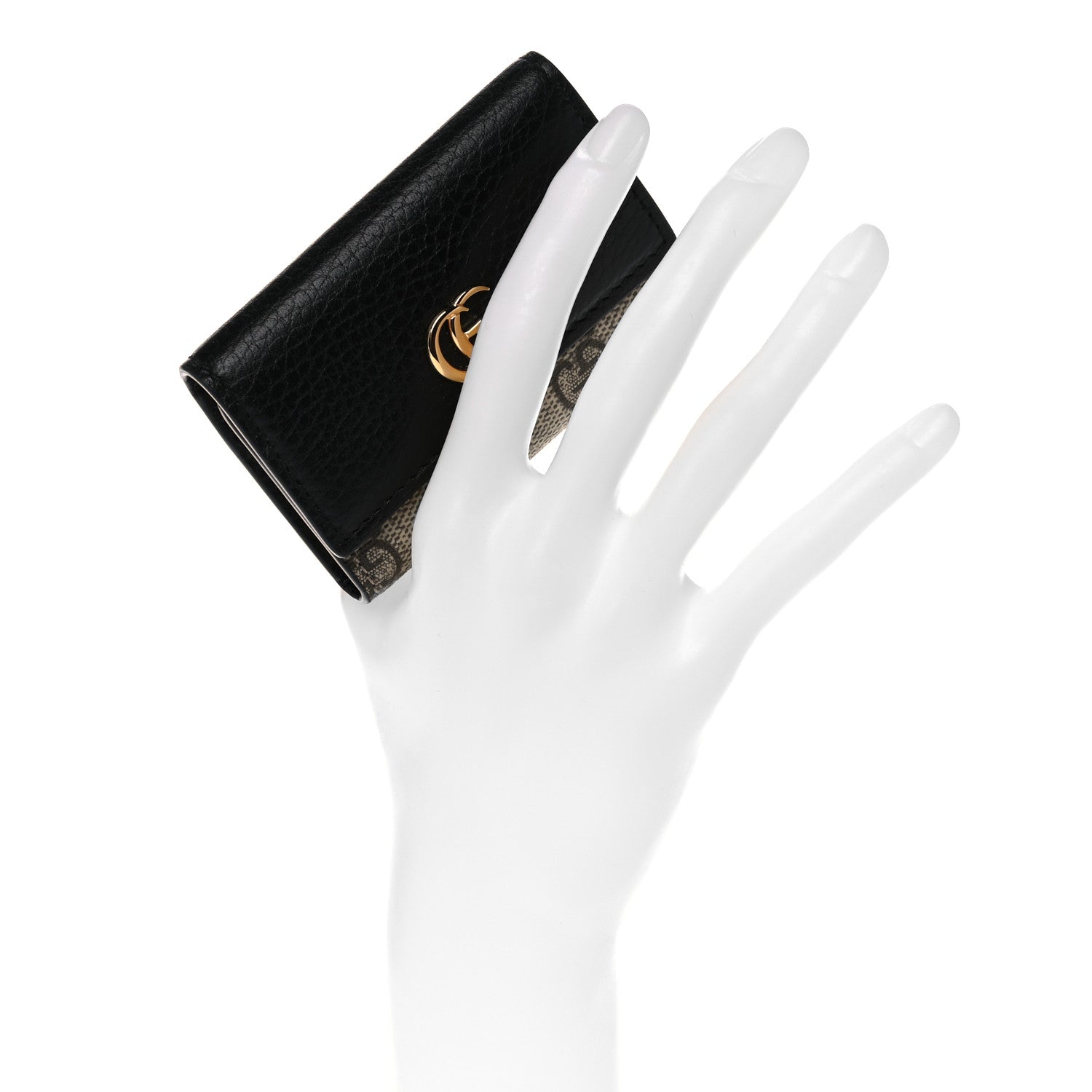 Gucci Dollar Calfskin GG Supreme Monogram GG Marmont 6 Key Holder Case Black Beige Ebony 2 of 8