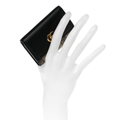 Gucci Dollar Calfskin GG Supreme Monogram GG Marmont 6 Key Holder Case Black Beige Ebony 2 of 8