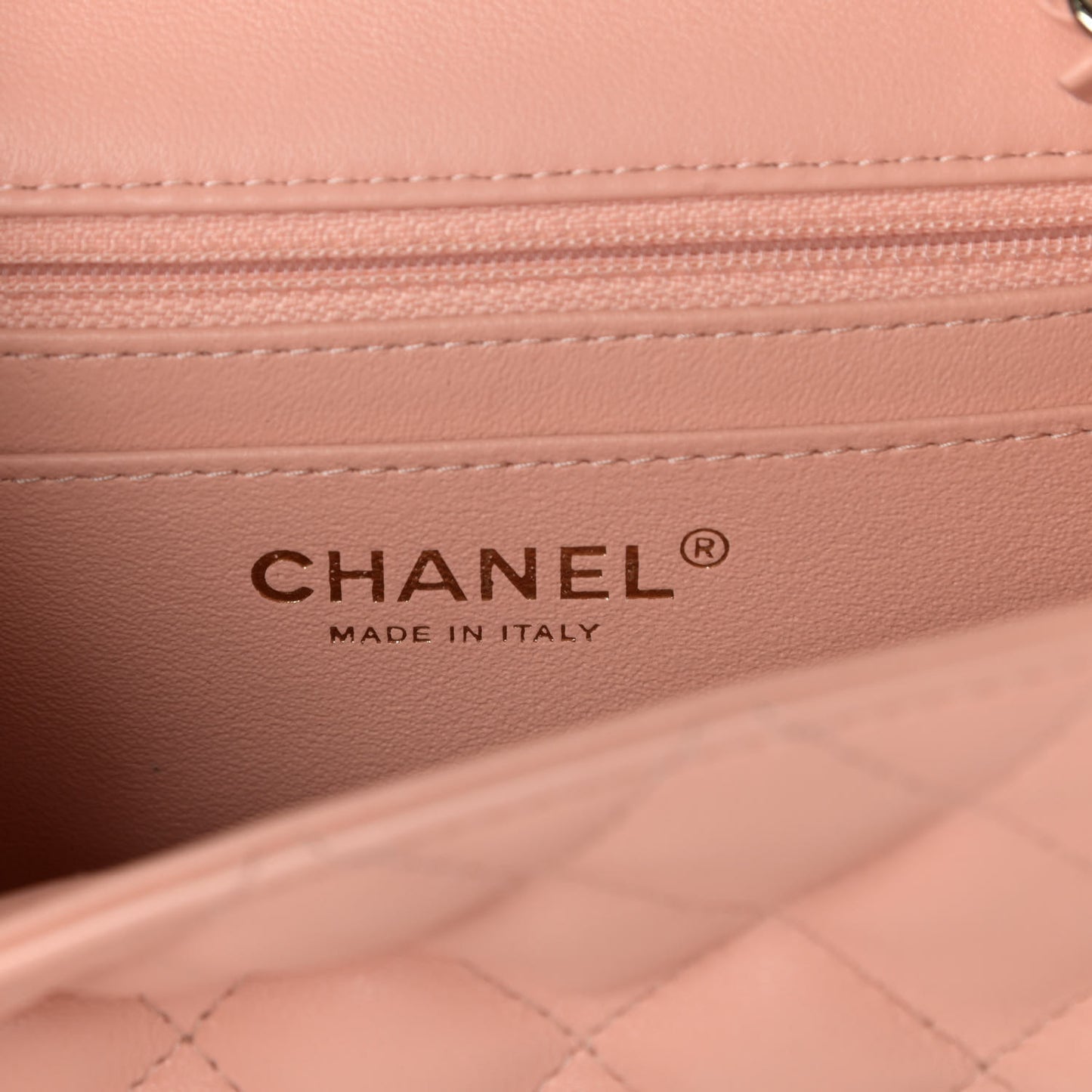 Lambskin Quilted Mini Square Flap Light Pink