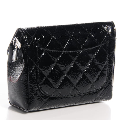 Chanel Distressed Patent Quilted Flap Cosmetic Case Black 3 of 10