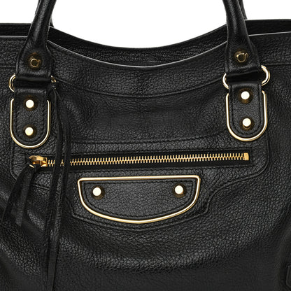 Balenciaga Chevre Gold Metallic Edge Hardware City Black 8 of 10