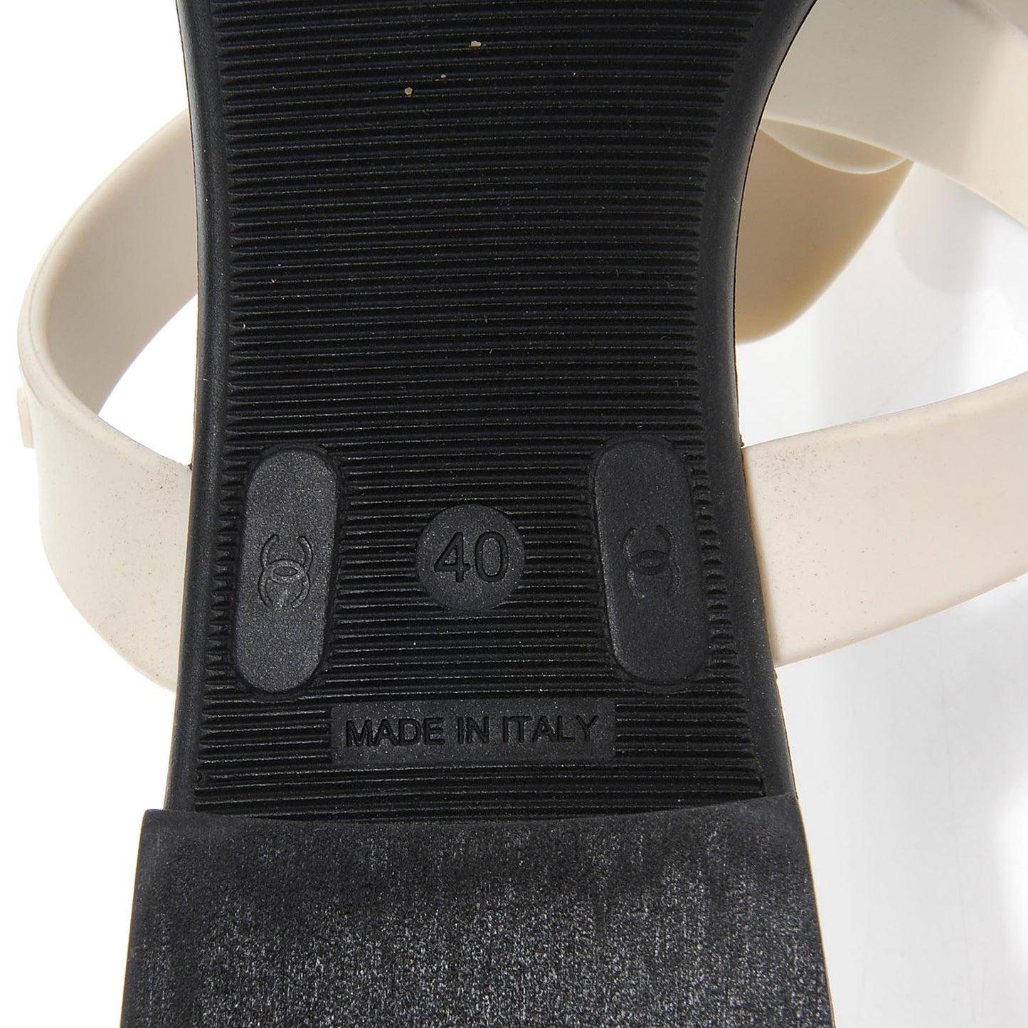 Jelly Quilted Camellia Thong Sandals 40 Black White