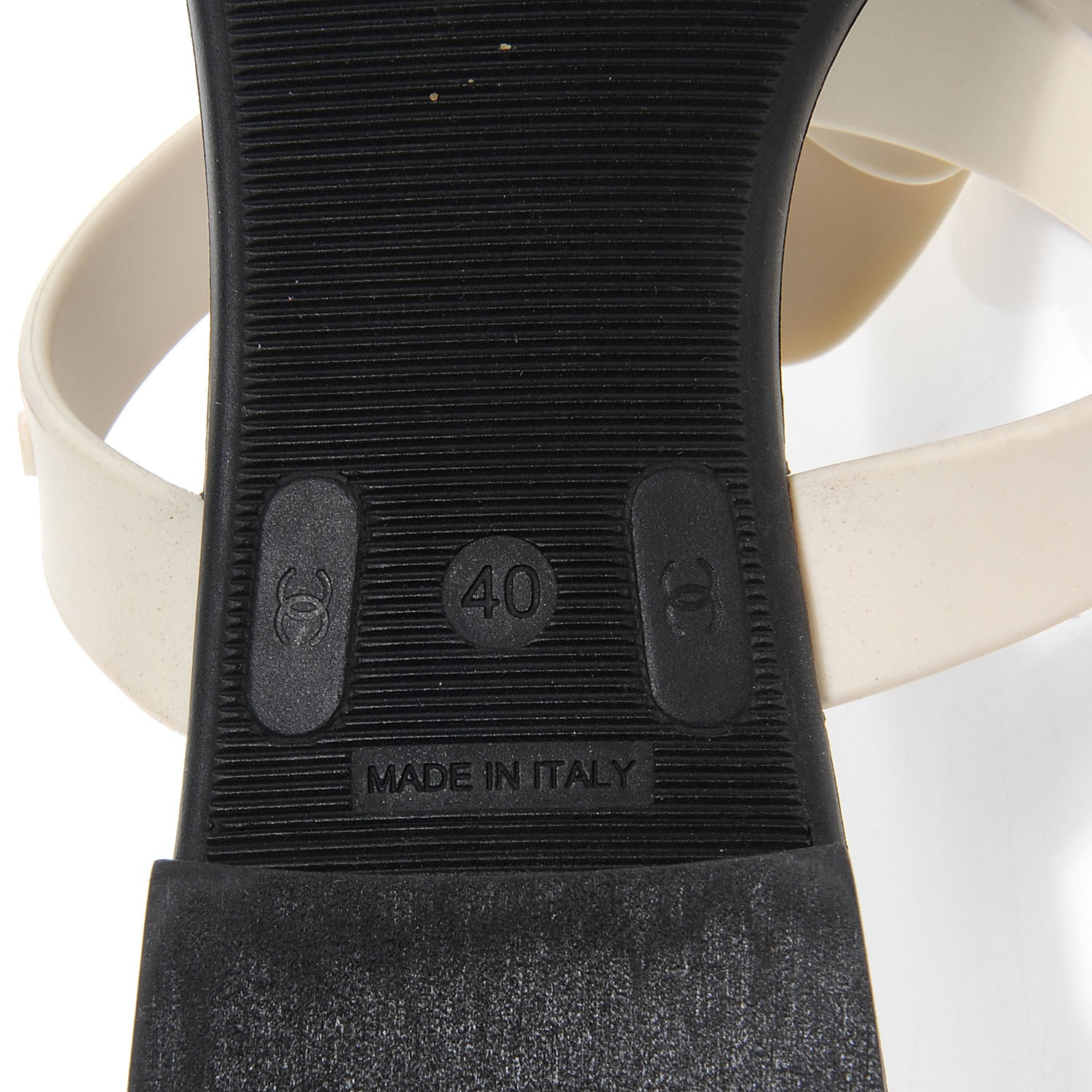 Chanel Jelly Quilted Camellia Thong Sandals 40 Black White 6 of 6